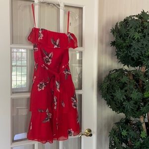 WHBM red floral dress